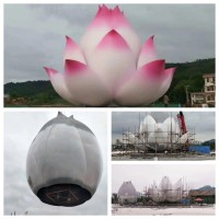 青岛大型湖景 含苞待放桃子雕塑 粉嫩水果雕塑摆件