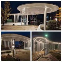 无锡城市景观 不锈钢灯光廊亭 停车场避雨亭制作