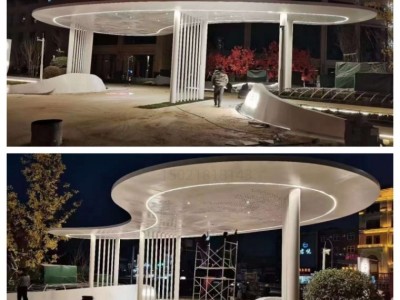 无锡城市景观 不锈钢灯光廊亭 停车场避雨亭制作图2