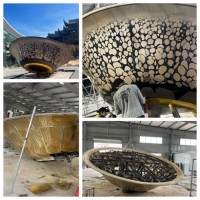 衡州古风景装饰铜盆雕塑 锻铜聚宝盆定制