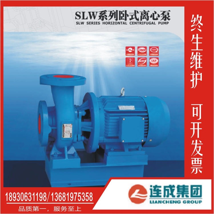 连成卧式离心泵SLW100-125 卧式水泵 循环增压泵 上海连成水泵价格 工厂发货输送泵