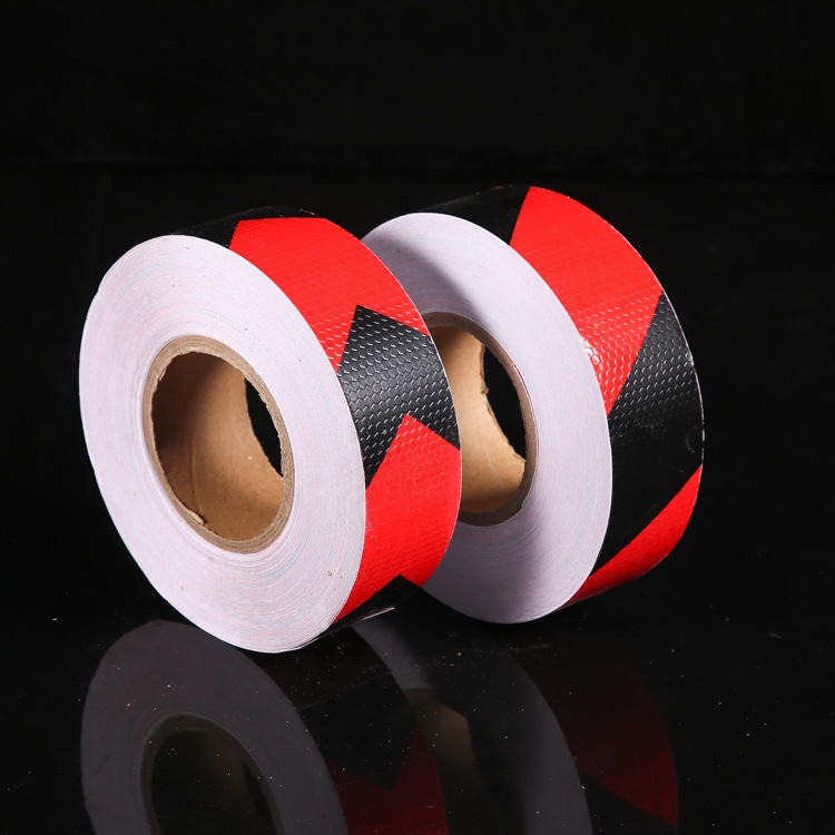 反光膜安全地面墙面标识安全贴条定制 红黑反光警示胶带定制